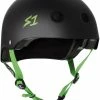 S1 Helmets S1 Lifer Helmet Black Matte With Green Straps