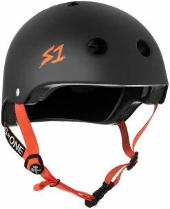 S1 Helmets S1 Lifer Helmet Black Matte With Orange Straps Helmets X Pads