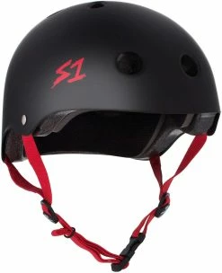 S1 Helmets Helmets X Pads S1 Lifer Helmet Black Matte With Red Straps
