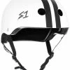S1 Helmets S1 Lifer Helmet White Gloss With Black Stripes Helmets X Pads