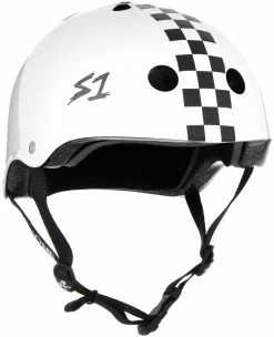 S1 Helmets S1 Lifer Helmet White Gloss With Checkers